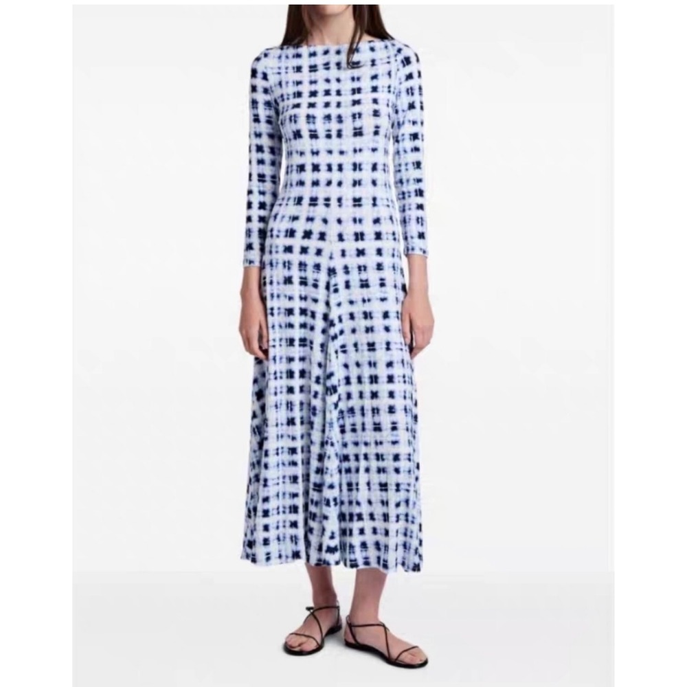 Proenza Schouler White Label‎ Jen Jersey Dress Womens M Blue Tie Dye Knit